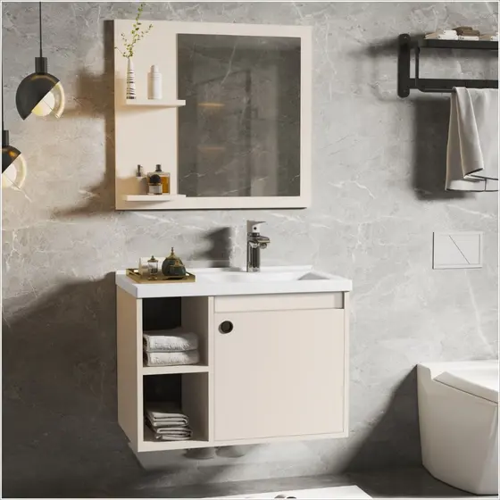 CONJUNTO GABINETE COM ESPELHEIRA E CUBA PARA BANHEIRO 60CM VARIAS ADONIS  MDF/MDP/SINT