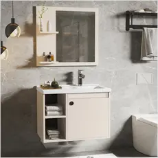 CONJUNTO GABINETE COM ESPELHEIRA E CUBA PARA BANHEIRO 60CM VARIAS ADONIS MDF/MDP/SINT