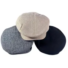 Boné Boina Inglesa Masculina Forrada Tecido Mesclado Com Botão Frontal