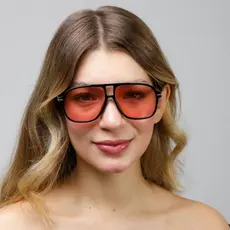 Óculos de Sol Colorido Feminino Preto Gatinho Grande Estiloso Acetato Uv 400 Retangular Double Bridget