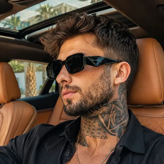 Óculos Slim Quadradinho Preto Retro Armação Reforçada UV 400 Urbano Seven Original