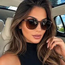 Oculos Hexagonal Grande Feminino Casual Básico Lente Geometrica Pra Rosto Redondo Coleção Original