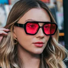 Oculos Juvenil Reto de Sol Moda Hype Colorido Double Bridget Estiloso Feminino