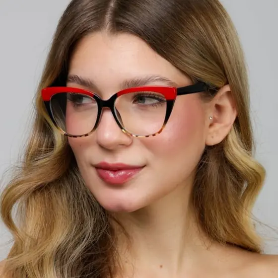Óculos Armação Feminino Sem Grau Lente Transparente Gatinho Colorido Troca de Lentes Acetato