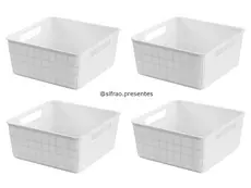 Kit c/ 4 Cestos Organizadores Multiuso Rattan Home Organizer