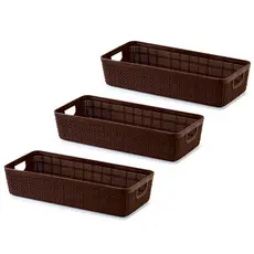 Kit 3 Cestos Decorativos Rattan Multiuso Organização Cozinha Banheiro 1,7L