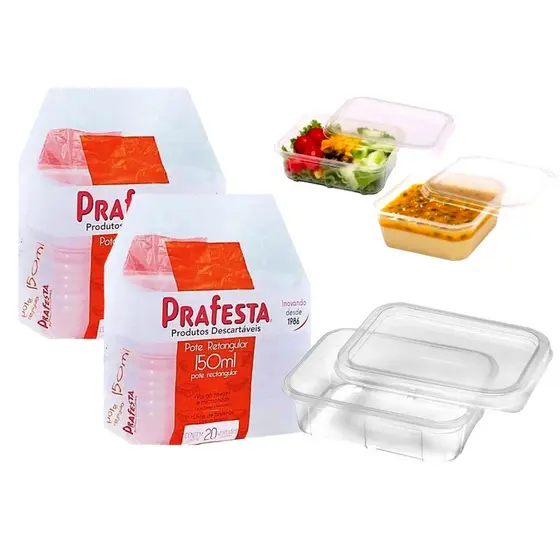 Kit 2 Potes Descartáveis 150ml Freezer Microondas Marmita - 40 Und.