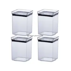 04 Potes Mantimento Hermético Empilhável Quadrado 1000 Ml