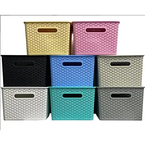 Kit 3 Cestos Caixas Organizadores C/ Tampa Multiuso Decorativo 15 Litros
