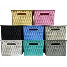 Kit 3 Cestos Caixas Organizadores C/ Tampa Multiuso Decorativo 15 Litros
