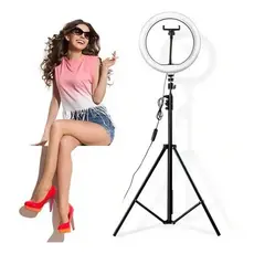 Iluminador Ring Ligth Anel Luz 26cm 10 Polegadas Make Fotos Com Tripé 1,6 Metros Fotografia Video Selfie Youtube Top
