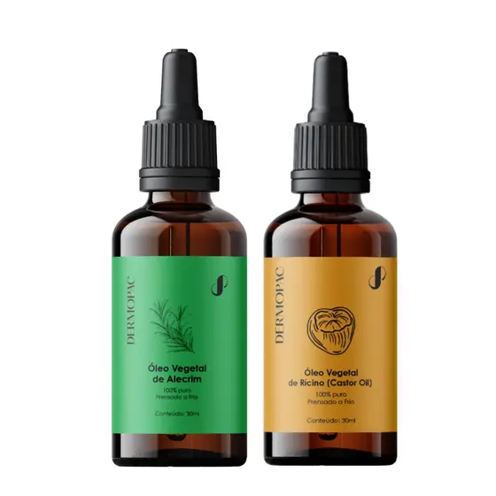 Kit Óleo Vegetal Alecrim + Rícino Capilar 100% Puro Dermopac