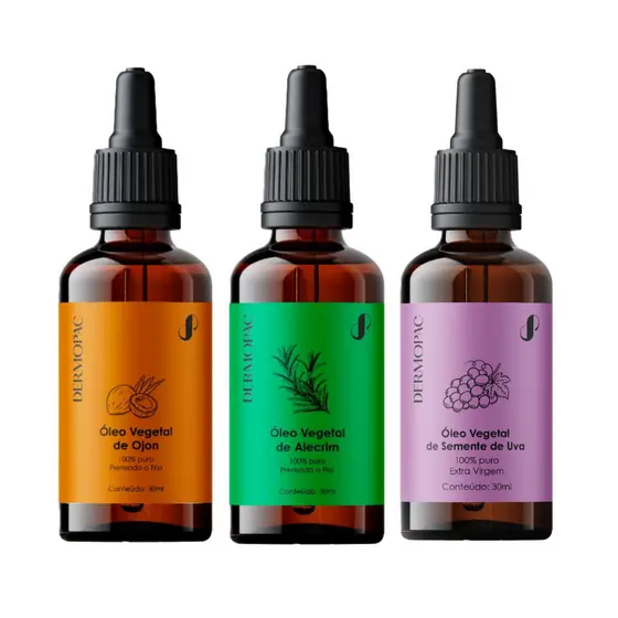Super Kit Óleo Vegetal Ojon, Alecrim e Semente de Uva Capilar 30ml 100% Puro Dermopac