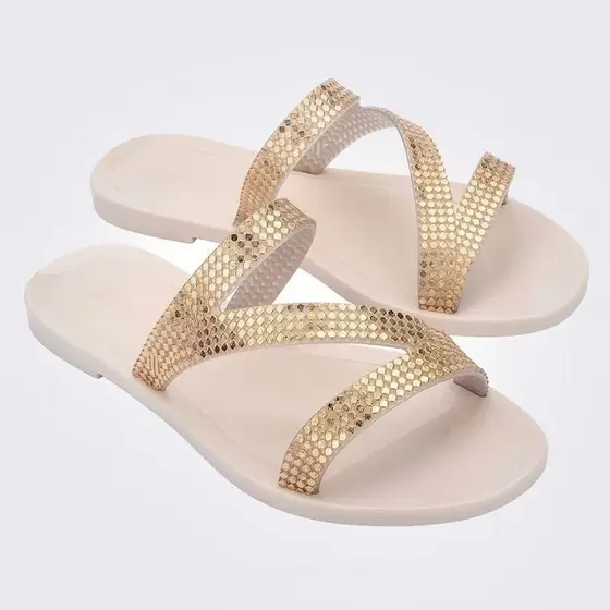 Melissa Siena Slide Bege Dourado - 100% Original
