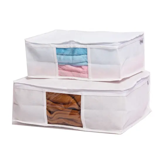 Kit Organizador De Guarda Roupa Edredon Cobertor Com Ziper Branco YUPII