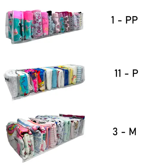 Kit com 15 colmeias organizadoras sem vies, 1 Colmeia P, 11 Colmeias  PP e 3 Colmeias M