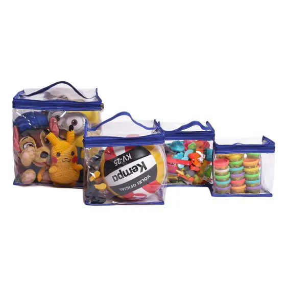 Kit Organizadore Yupii P M G GG PVC Resistente Com Alça e Zíper Duplo Ideal Para Brinquedos e Roupas