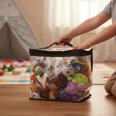 Organizador Yupii G PVC Resistente Com Alça e Zíper Duplo Ideal Para Brinquedos e Roupas