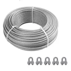 Cabo De Aço 1/8" Revestido em PVC Para Varal De Teto Apto Casa Quintal Adaptações Rolo **