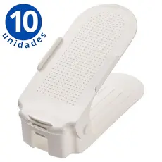 Kit 10 Organizador de Sapatos Portátil Tênis Com Regulagem de Altura Branco