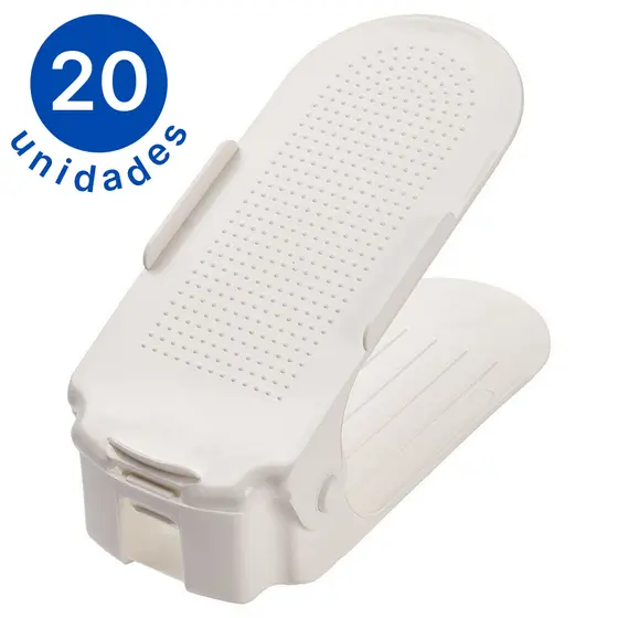 Kit 20 Organizador de Sapatos com Regulagem Branco Economia de Espaço