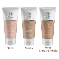 Protetor Solar Facial Com Cor Média ou Clara  Base Multifunção Clareador FPS 60 ou 75 Vegano  Anasol 60g