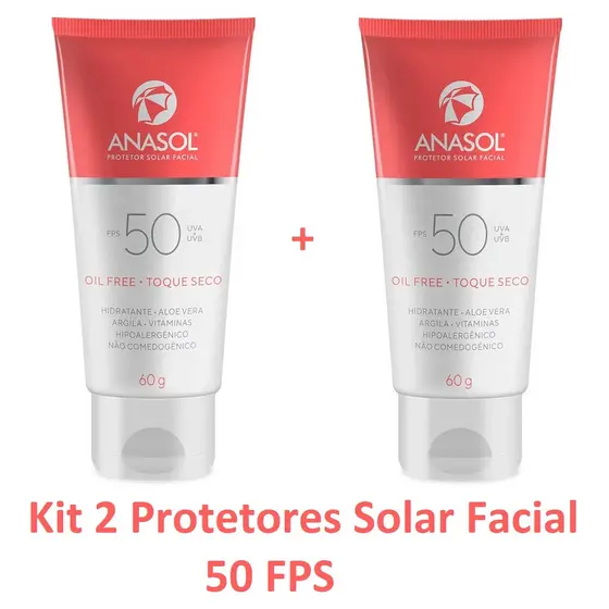 Anasol Kit 2 Protetores Solar Facial FPS 50 - Toque Seco - 60g