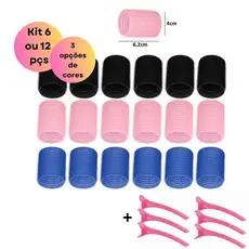 Bobs para Cabelo com Velcro Kit 6 ou 12 Modeladores de Cachos Volume Bob Grande + Grampos DIY Styling Tools 6x4 cm