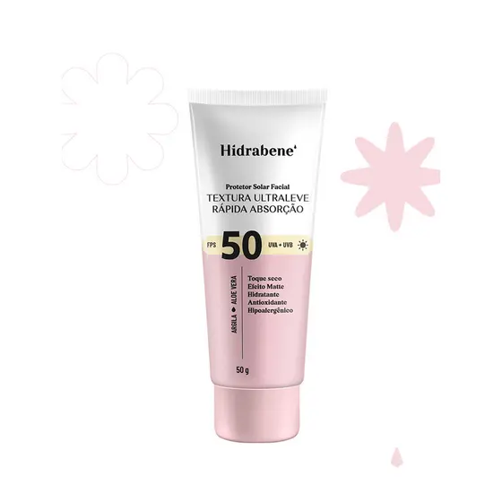 Protetor Solar Facial FPS 50 70 ou 90 Hidrabene TEXTURA ULTRALEVE 50g