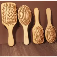 Escova De Cabelo De Bambu e Madeira Antiestática De Madeira Couro Cabeludo Massagem Pente Almofada De Ar
