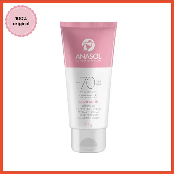 Protetor Solar Clareador Facial Anasol FPS 70 UVA Vegano 60g