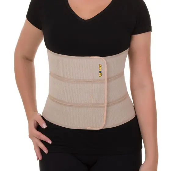 Cinta Abdominal Elástica 3 Gomos Bege Tamanho Único Para P, M e G - Artipé
