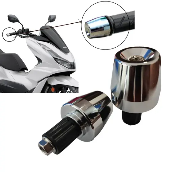 Par De Peso Pezinho De Guidao De Moto Pcx 150 Cromado + Bucha