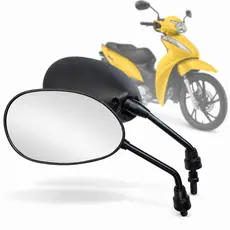 Retrovisor Da Biz 125 Par Espelho Convexa Para Bros Cg Pop