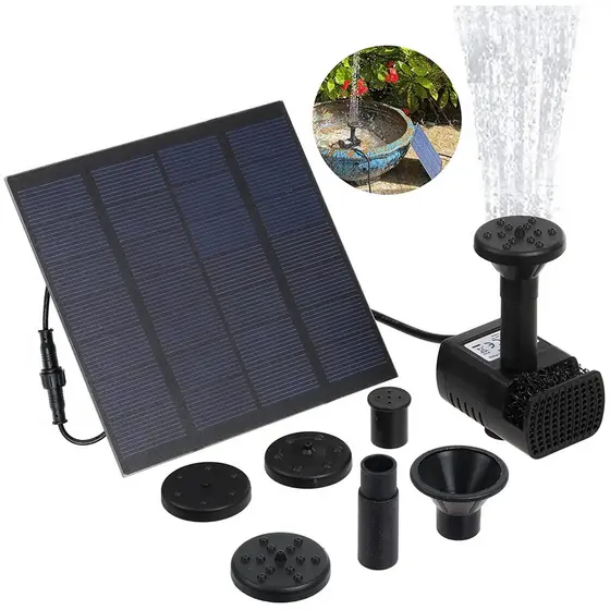 Fonte de Água Solar Chafariz Lagos Jardim Pássaros Jato Alto