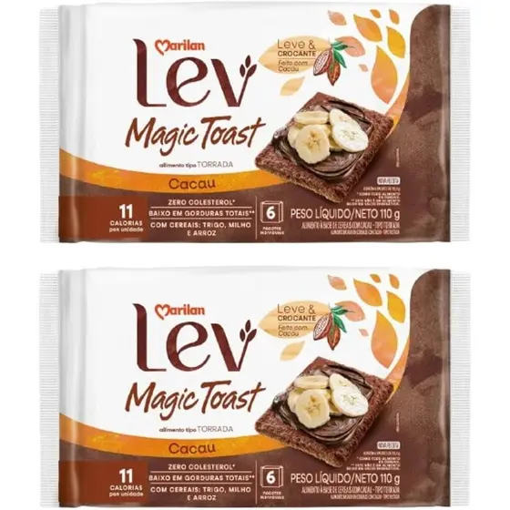 Kit 2 Torrada Marilan Magic Toast Cacau Pacote com 110g