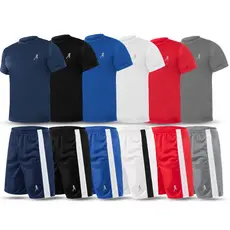 Kit 5 ou 3  bermudas Shorts Academia Faixa + 5 ou 3 Camisetas Camisas Dry fit treino - Conjunto