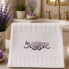 Toalha Lavabo Tema Lavanda Banheiro Toalhinha Branca Rosto Mão Delicada