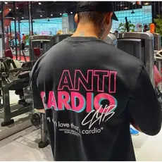 Camiseta Academia Moda Fitness Maromba "ANTI CARDIO CLUB" Estampada