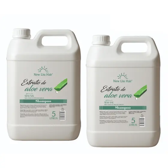 KIT COM 2 SHAMPOO EXTRATO ALOE VERA 5L CADA NEW LISS HAIR