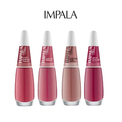 Kit 4 Esmaltes Impala Tons de Rosa Escuro – Amor Profundo, Admire, Compaixão e Chamego Meu