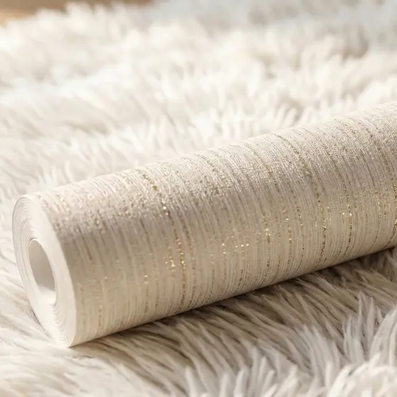 Papel de Parede Importado Areia com Detalhes Dourado Brilhoso - Rolo 10m x 53cm - Cola Inclusa - Vinílico Lavável