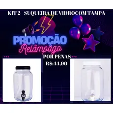 suqueira de vidro com torneira  preta 2 unidades