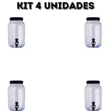 suqueira de vidro com torneira preta 4 unidades