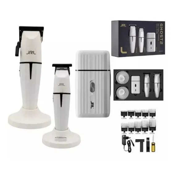 Kit Jrl Corte, Acabamento e Shaver Ghost 2 Branca Profissional Bivolt