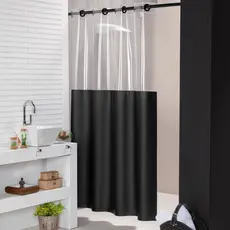 Cortina Box Com Visor Transparente Para Banheiro 100% Pvc Antimofo Imperméavel