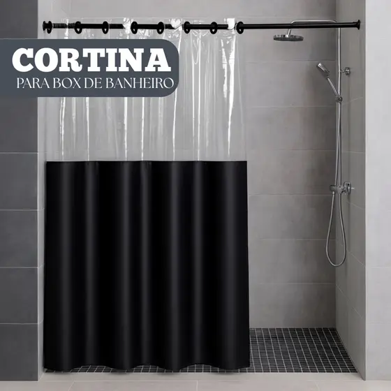 Cortina Para Box Banheiro Antimofo Impermeavel Com Visor