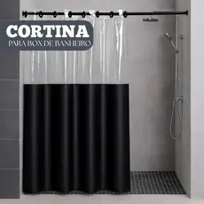 Cortina Para Box Banheiro Antimofo Impermeavel Com Visor
