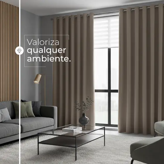 Cortina Blackout Tecido Grosso 2,80x2,30 com Ilhós Sala Quarto Bloqueia Luz Isolamento Térmico Privacidade