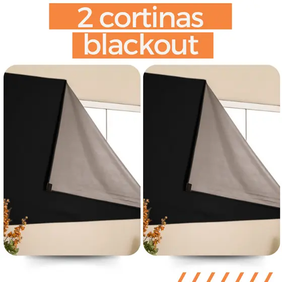 Kit 2 Cortinas Painel Blackout com Velcro para Sala Quarto Cozinha Varias Cores